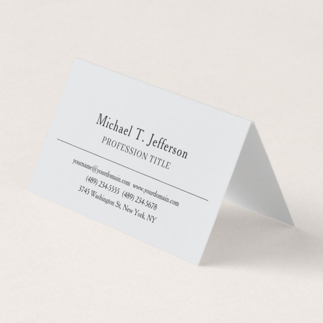 Retro Classical Elegant Plain Simple Grey Business Card (Front)