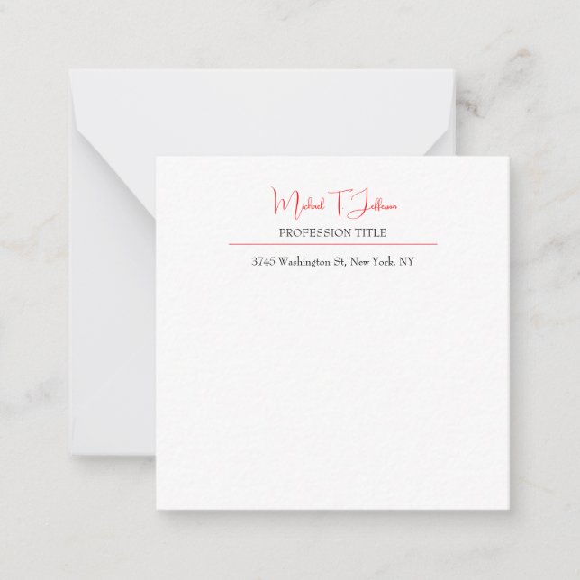 Retro Classical Elegant Plain Simple Red White Card (Front)