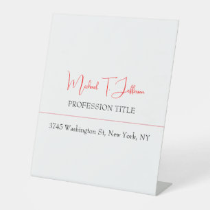 Retro Classical Elegant Plain Simple Red White Pedestal Sign