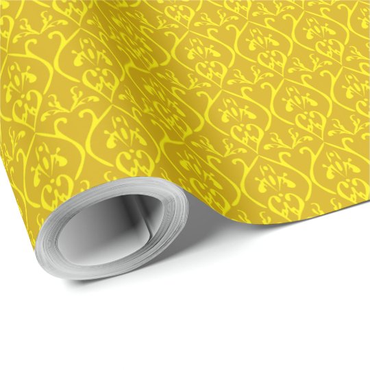 Retro classical yellow pattern wrapping paper Zazzle.co.uk
