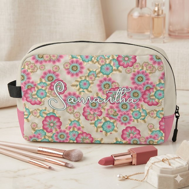 Retro Classy Cherry Blossom Floral Toiletry Bag (Creator Uploaded)