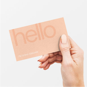 Retro Classy Coral Pink Peach Fuzz Hello Business Card