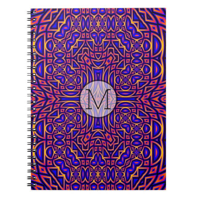 Retro Classy Kaleidoscope Pattern Notebook (Front)