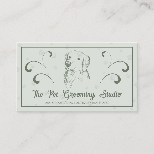 Retro Classy Style Pet Dog Golden Retriever Business Card (Front)
