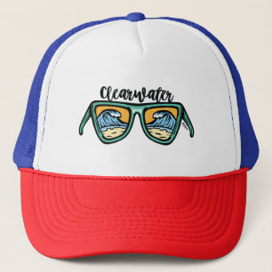 Retro Clearwater Beach artwork in both sides Trucker Hat