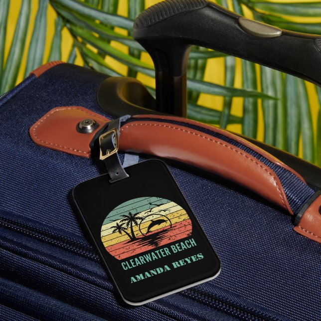 Retro Clearwater Beach Luggage Tag (Front Insitu 1)