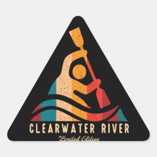 Retro Clearwater River Kayaking Triangle Sticker