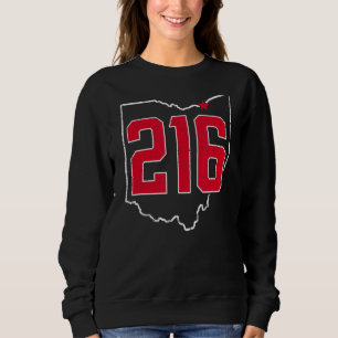 Retro Cleveland 216 Area Code Ohio Outline Vintage Sweatshirt
