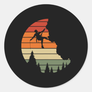 Retro Cliff Rock Climbing Mountain Climber Mountai Classic Round Sticker