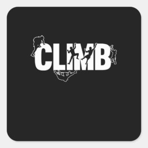 Retro Climb Mountain Climber Rock Climbing Lover G Square Sticker