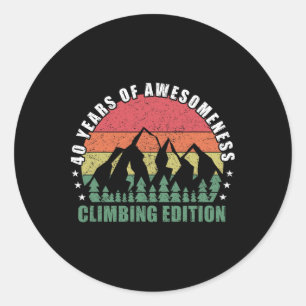 Retro Climbers 40 Years Old Climbing Birthday Gift Classic Round Sticker