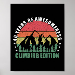 Retro Climbers 40 Years Old Climbing Birthday Gift Poster