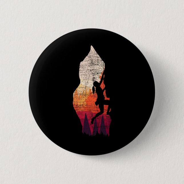 Retro Climbing  6 Cm Round Badge (Front)