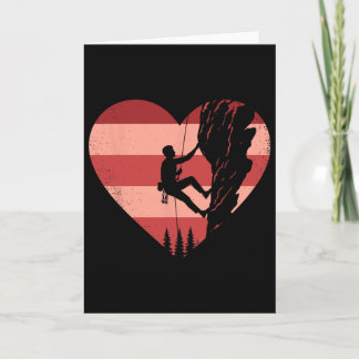 Retro Climbing Heart Valentine Climber Womens Mens Card
