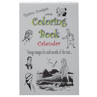 Retro Clip Art Adult Colouring Book Calendar