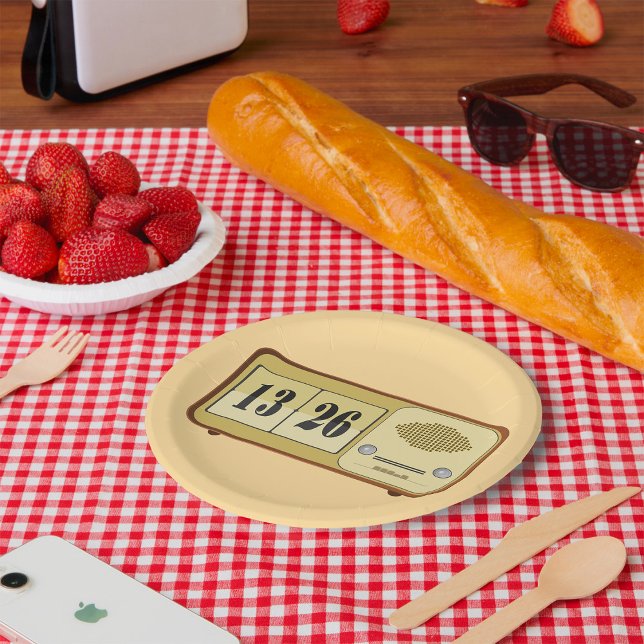 Retro Clock Radio Paper Plate (Creator Uploaded)