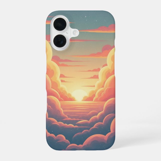 Retro Cloudy Horizon iPhone 16 Case (Back)