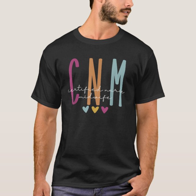 Retro CNM Certified Nurse Midwife Labor And Delive T-Shirt (Front)