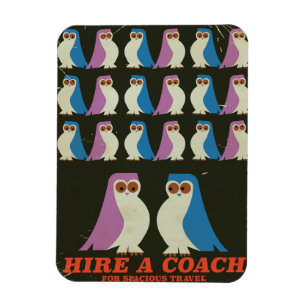 Retro Coach travel owl poster Magnet