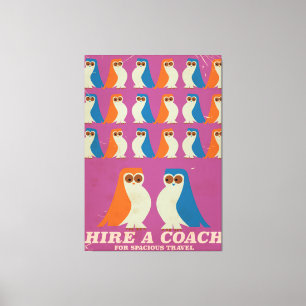 Retro Coach travel owl poster pink Canvas Print