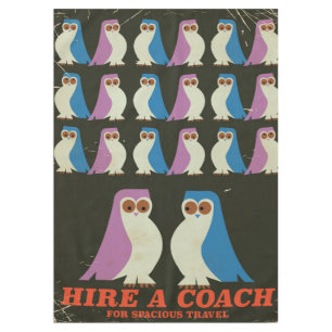 Retro Coach travel owl poster Tablecloth