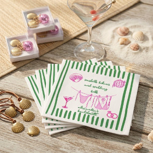 Retro Coastal Beach Disco Bachelorette Party Napkin