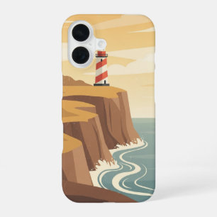 Retro Coastal Lighthouse iPhone 16 Case