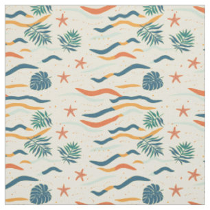 Retro Coastal Starfish Fabric