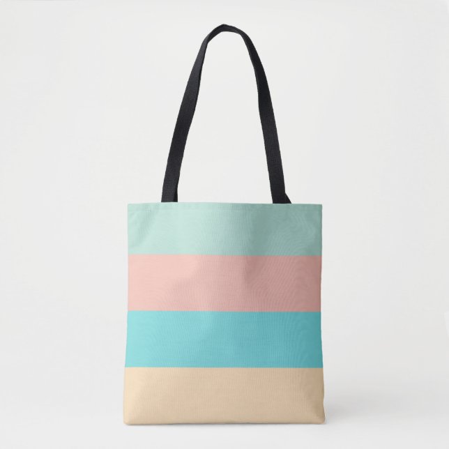 Retro Coastal Stripes Tote Bag (Front)