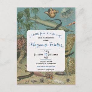 Retro Coastal Under The Sea Baby Shower Invitation Postcard