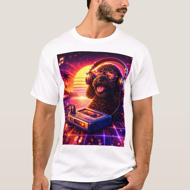 Retro Cockapoo Music T Shirt 80s Aesthetic (Front)