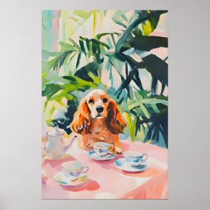 Retro Cocker Spaniel Poster, Cocker Spaniel Oil Poster