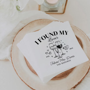 Retro Cocktail Bachelorette Black Paper Napkin