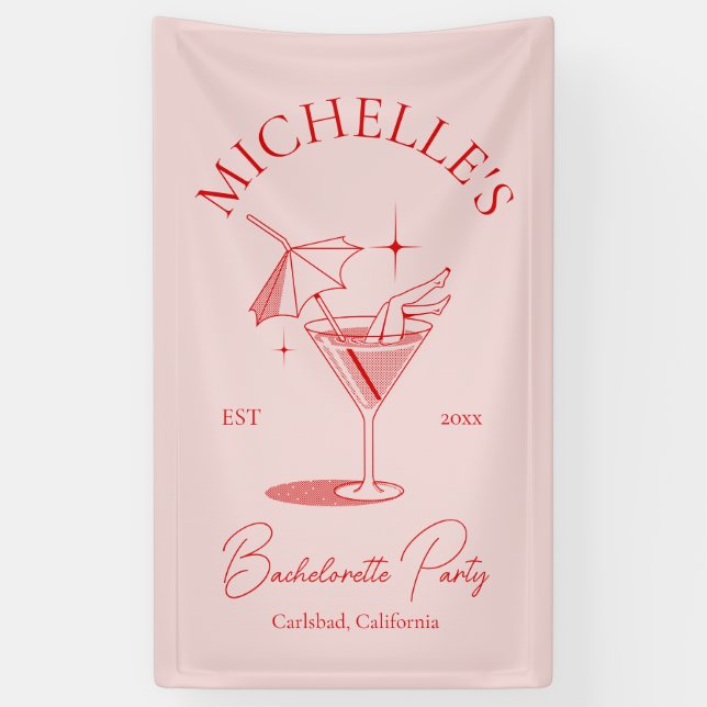 Retro Cocktail Bachelorette Party Banner (Vertical)