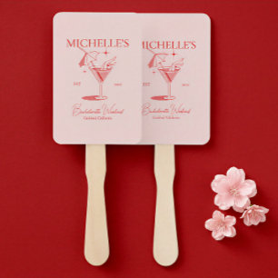 Retro Cocktail Bachelorette Party Hand Fan