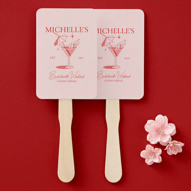 Retro Cocktail Bachelorette Party Hand Fan (Creator Uploaded)