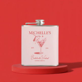Retro Cocktail Bachelorette Party Hip Flask