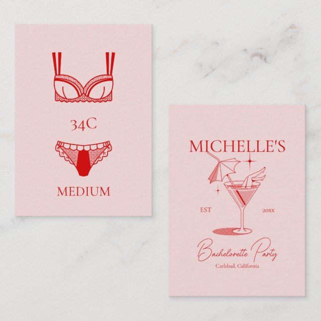 Retro Cocktail Bachelorette Party Panty Game Enclosure Card (Front/Back)