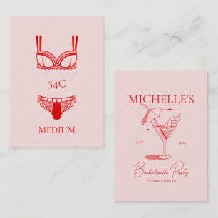 Retro Cocktail Bachelorette Party Panty Game Enclosure Card