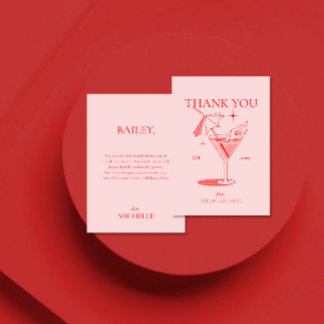 Retro Cocktail Bachelorette Party Thank You Card