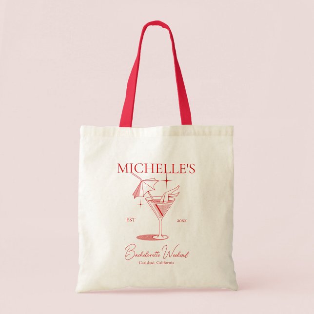 Retro Cocktail Bachelorette Party Tote Bag (Creator Uploaded)