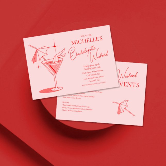 Retro Cocktail Bachelorette Weekend Itinerary Invitation (Creator Uploaded)