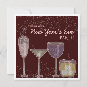 Retro Cocktail Celebration New Year's Eve Party Invitation
