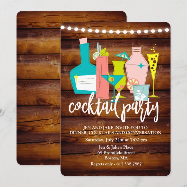 Retro Cocktail Drinks Cocktail Party Invitation (Front/Back)