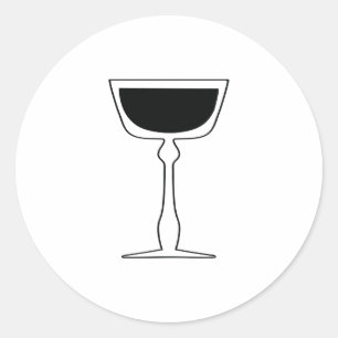 Retro Cocktail Glass Tag, Mixed Drink, Cheers Classic Round Sticker