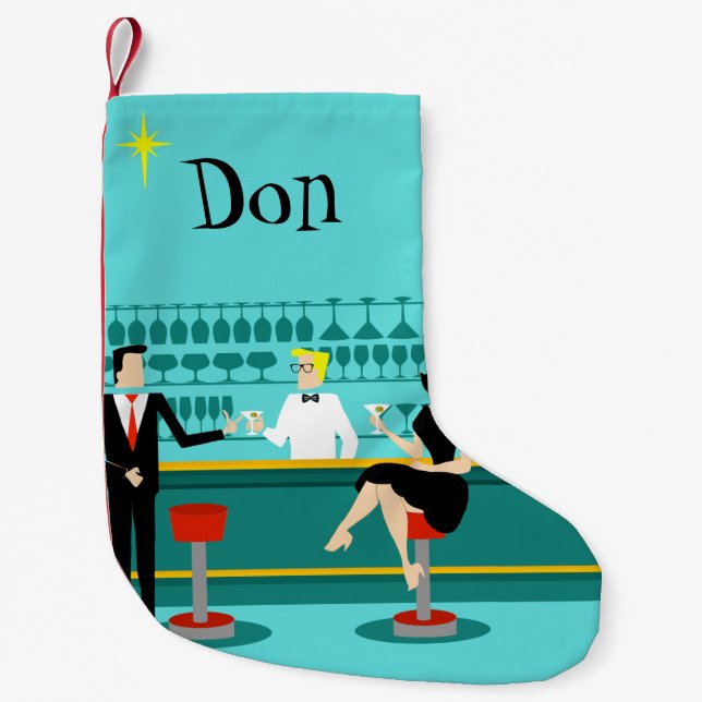 Retro Cocktail Lounge Christmas Stocking (Front)