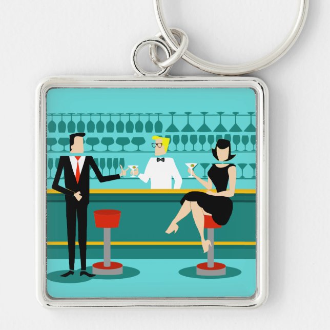 Retro Cocktail Lounge Keychain (Front)