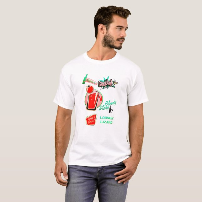 Retro cocktail lounge lizard bloody mary bar T-Shirt (Front Full)