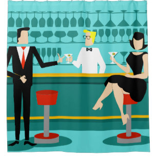 Retro Cocktail Lounge Shower Curtain