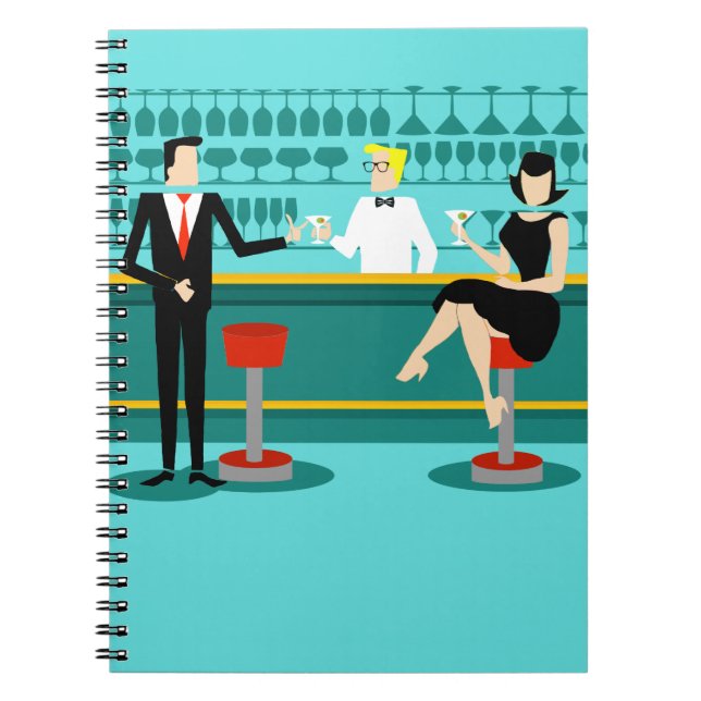 Retro Cocktail Lounge Spiral Notebook (Front)